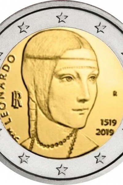 dwa euro z damą z gronostajem